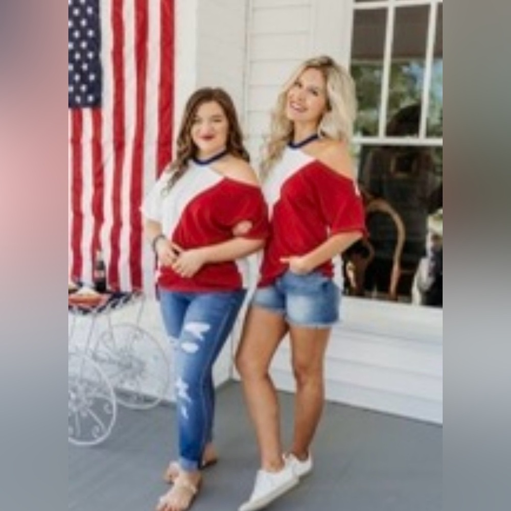 Color Me America Cold Shoulder Top - Picture 2 of 2